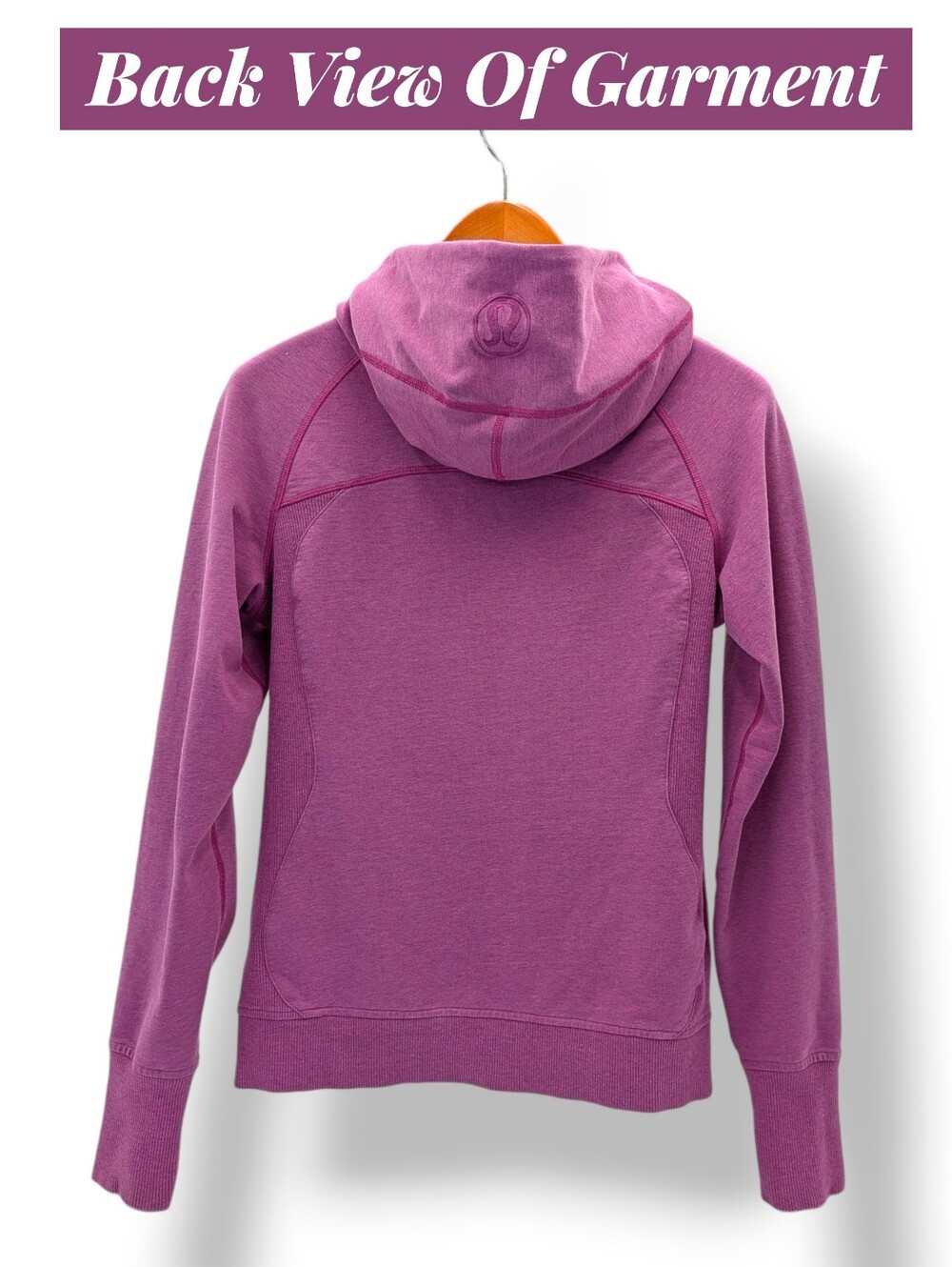 Lululemon Sz 8 Scuba Hoodie Heathered Ultra Violet Full Zip Thumbholes - Picture 4 of 16